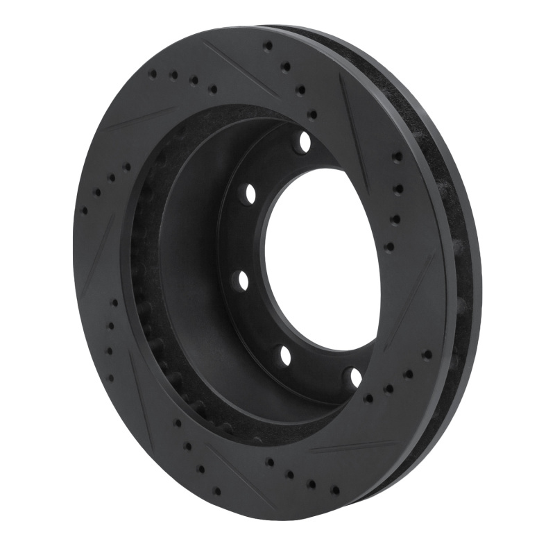 Ford F-250 Super Duty Brake Rotor (1) - Front Left - R1 Concepts - Drilled & Slotted - Black - `99-`05